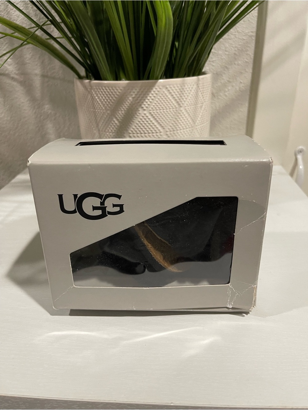 UGG Black and Tan Slipper in Branded Box